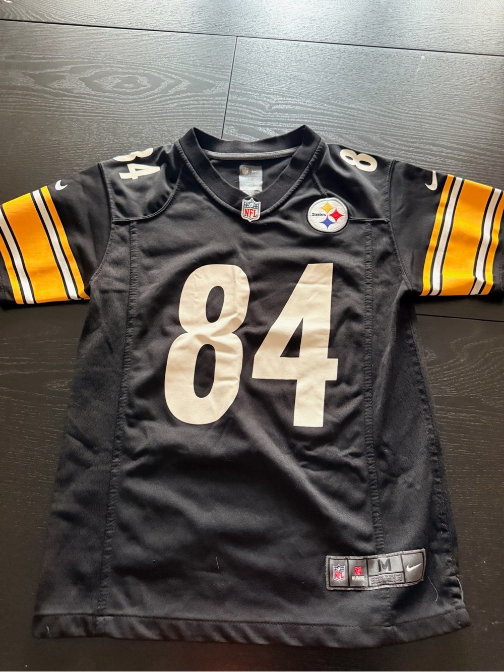 Nike Pittsburgh Steelers NFL Antonio Brown #84 Black Jersey. Sz Youth M